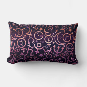 Purple Glittery Planetary Universe Space Planets Lumbar Pillow