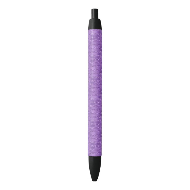 Purple Glittery Stripes Black Ink Pen (Front Vertical)