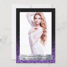 Purple Glitz Shimmer Pageant Autograph Card