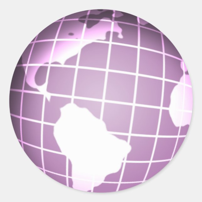 Purple Globe Classic Round Sticker (Front)