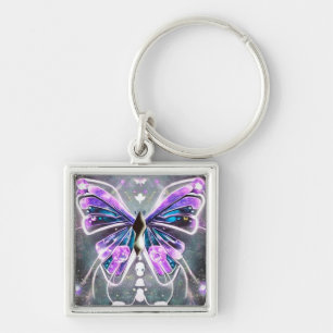 Purple Glow Butterfly Keychain