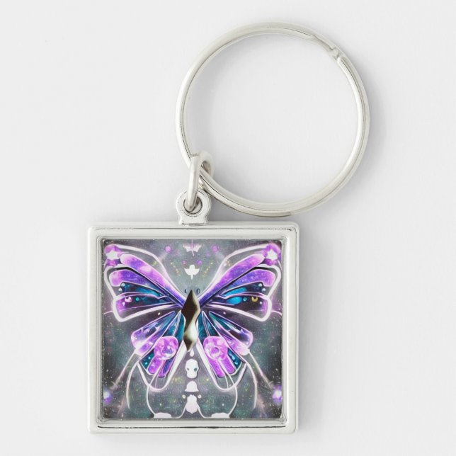 Purple Glow Butterfly Keychain (Front)
