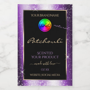 Purple Glow Glitter Frame Product Label with Logo