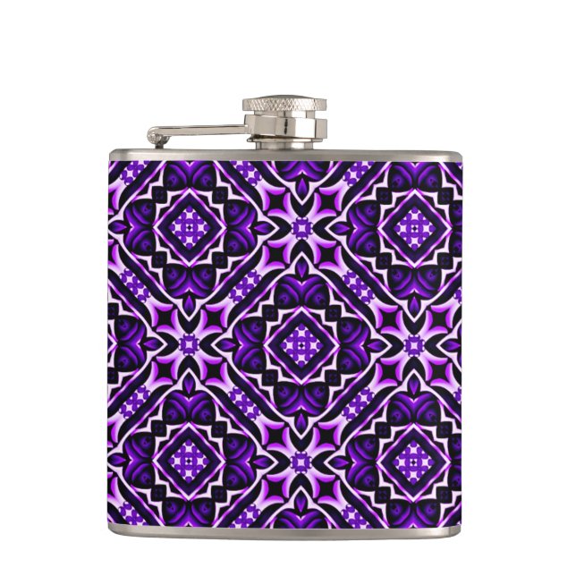 Purple Glow,Happy Times_ Hip Flask (Front)