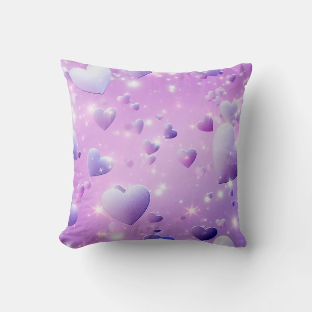 Purple Glow Heart Throw Pillow (Front)