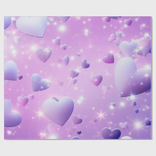 Purple Glow Heart Wrapping Paper