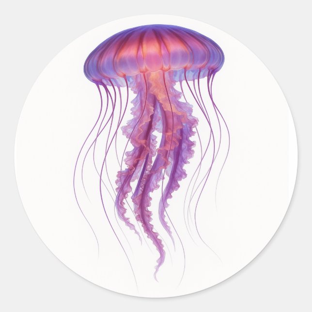 Purple Glow Jellyfish Classic Round Sticker (Front)