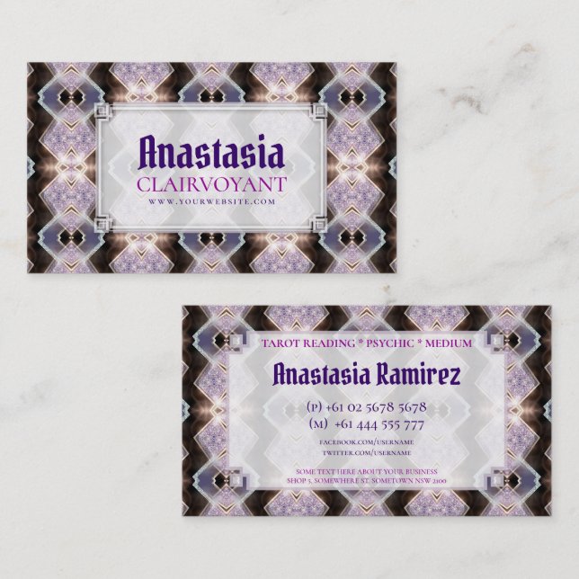 Purple Glow Sparkly Energy Business Cards (Front/Back)