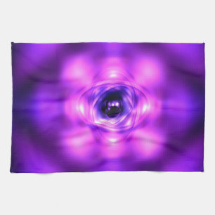 Purple glowing atom kitchen towel