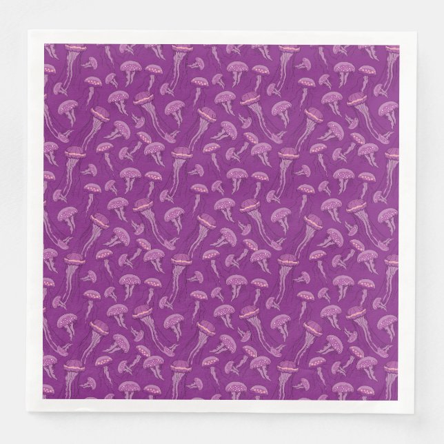 Purple glowing jelly fish pattern napkin (Front)