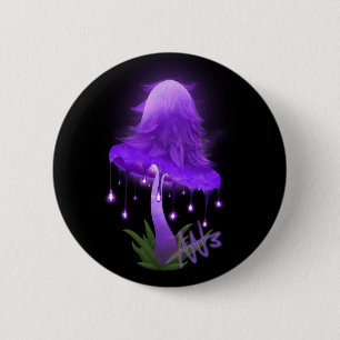 Purple Glowing Mushroom 2 Inch Round Button