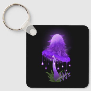 Purple Glowing Mushroom metal Keychain