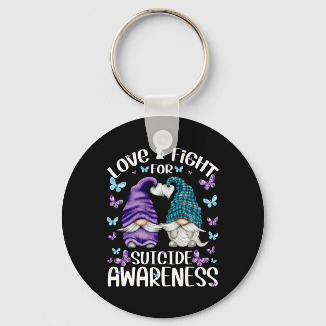 Purple Gnome With Cute Butterfly Pattern Suicide A Keychain (Front)