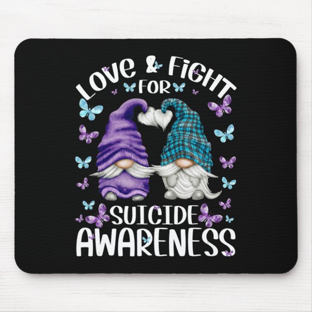 Purple Gnome With Cute Butterfly Pattern Suicide A Mouse Pad (Front)