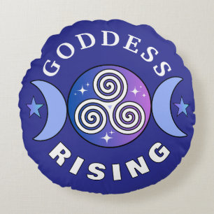 Purple Goddess Rising Round Pillow