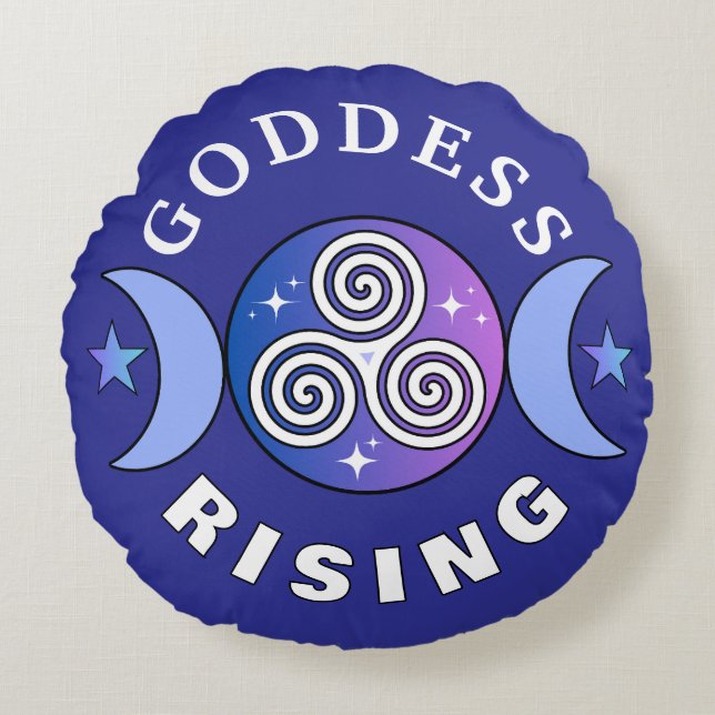 Purple Goddess Rising Round Pillow (Front)