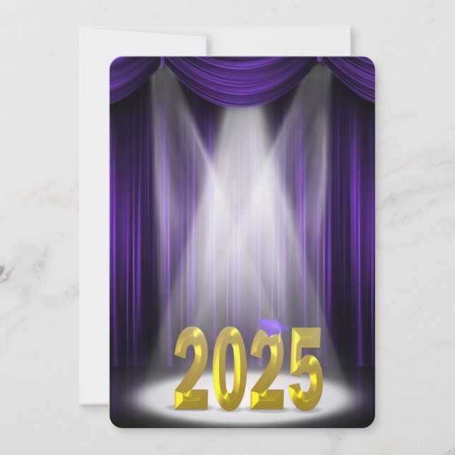Purple & Gold 2025 Graduation in Spotlight   Invitation (Front)