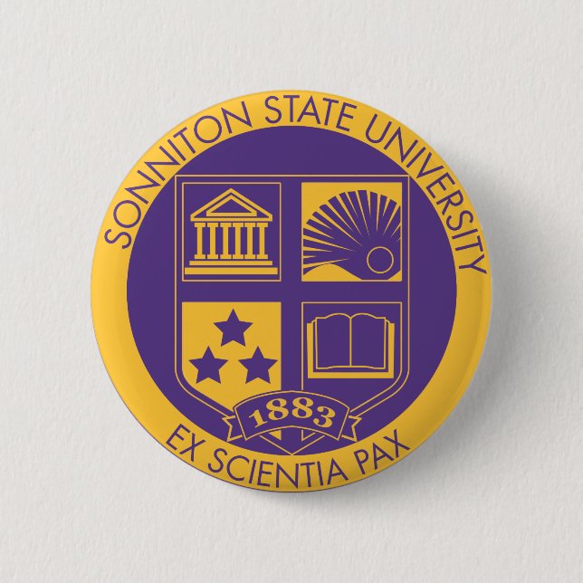 Purple/Gold 2 Inch Round Button (Front)