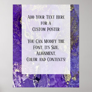 Purple & Gold Abstract Alcohol Ink Fluid Art DIY Poster