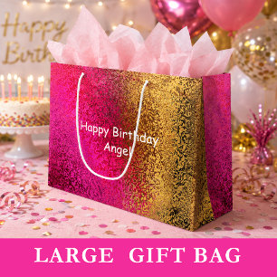 Purple Gold Abstract Metallic Texture Birthday Large Gift Bag