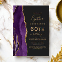 Purple Gold Agate Dark 60th Birthday Party