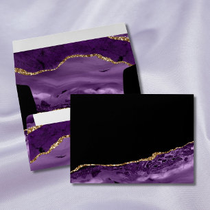 Purple Gold Agate Geode Wedding Envelope