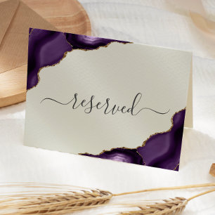 Purple Gold Agate Ivory Reserved Wedding Place Card