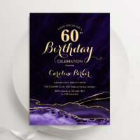 Purple Gold Agate Marble 60th Birthday
