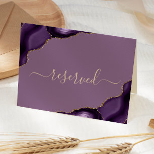 Purple Gold Agate Plum Reserved Wedding Place Card