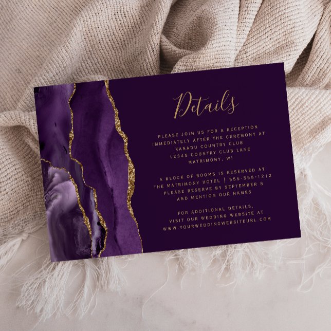 Purple Gold Agate Plum Wedding Details Enclosure (Creator Uploaded)