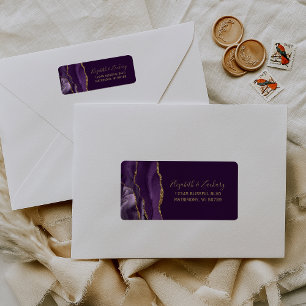 Purple Gold Agate Plum Wedding Return Address