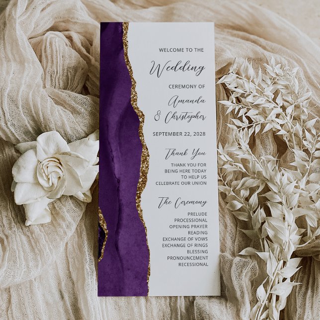 Purple Gold Agate Programme de mariage de script (Créateur téléchargé)