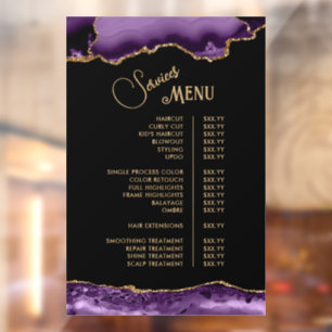 Purple Gold Agate Services Menu Window Cling