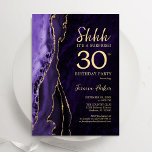 Purple Gold Agate Surprise 30th Birthday Invitation<br><div class="desc">Purple and gold agate surprise 30th birthday party invitation. Elegant modern design featuring watercolor agate marble geode background,  faux glitter gold and typography script font. Trendy invite card perfect for a stylish women's bday celebration. Printed Zazzle invitations or instant download digital printable template.</div>