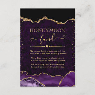 Purple & Gold Agate Wedding Honeymoon Fund Enclosure Card