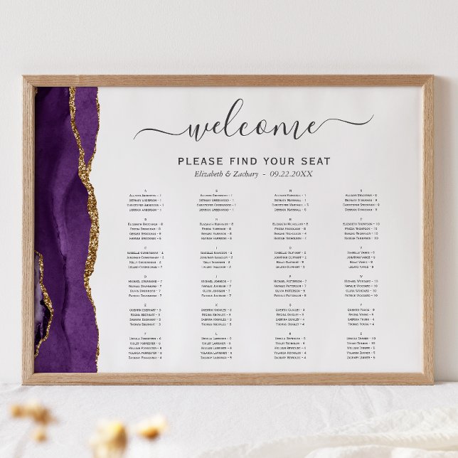 Purple Gold Agate Wedding Seating Poster (Creator Uploaded)