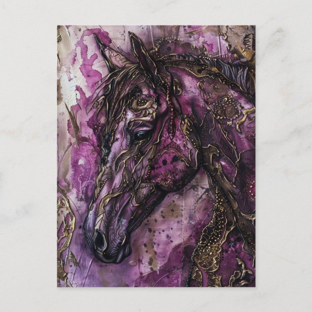 Purple Gold and Black Horse Postcard (Front)