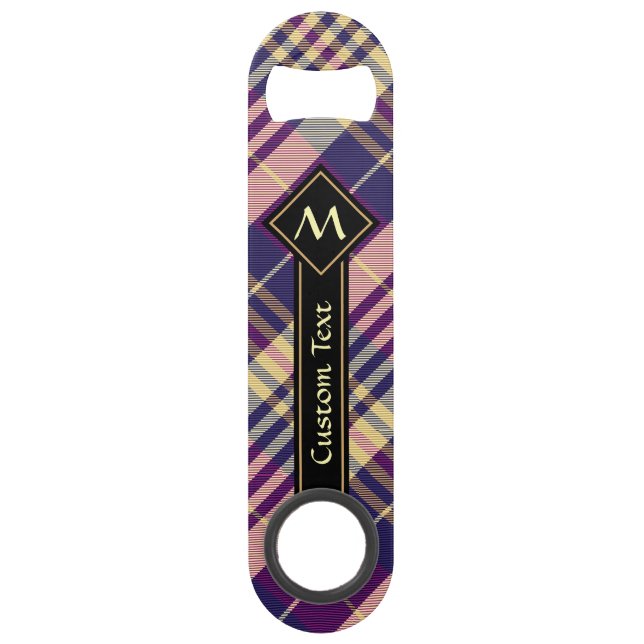 Purple, Gold and Blue Tartan Bar Key (Front)