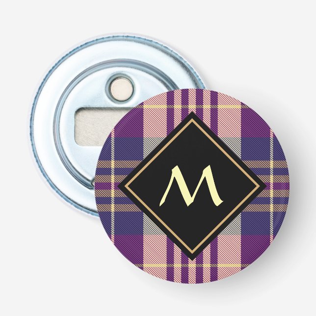 Purple, Gold and Blue Tartan Bottle Opener (Front)