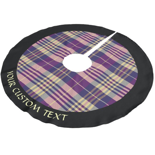 Purple, Gold and Blue Tartan Brushed Polyester Tree Skirt (Angled)