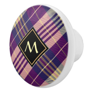 Purple, Gold and Blue Tartan Ceramic Knob