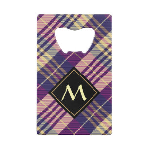 Purple, Gold and Blue Tartan Credit Card Bottle Opener