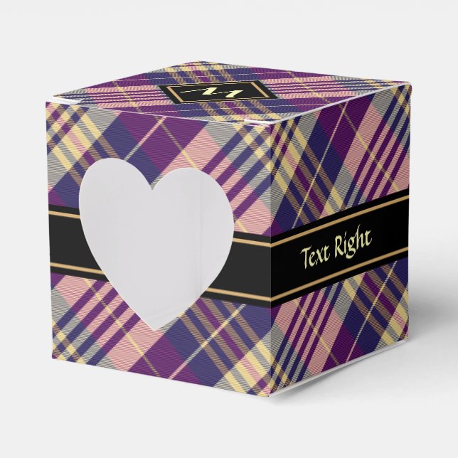 Purple, Gold and Blue Tartan Favor Box (Front Side)
