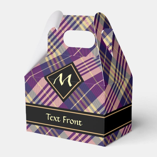Purple, Gold and Blue Tartan Favor Box (Front Side)