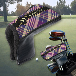 Purple, Gold and Blue Tartan Golf Head Cover