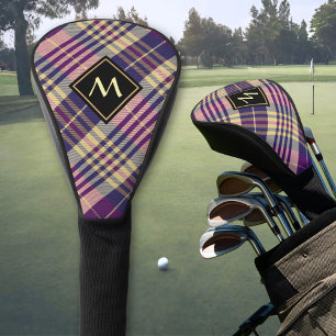 Purple, Gold and Blue Tartan Golf Head Cover