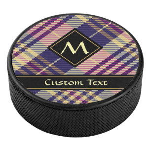 Purple, Gold and Blue Tartan Hockey Puck