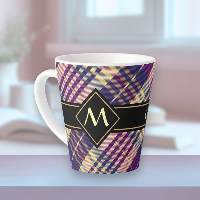 Purple, Gold and Blue Tartan Latte Mug (Creator Uploaded)