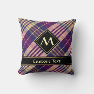 Purple, Gold and Blue Tartan Throw Pillow