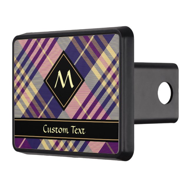 Purple, Gold and Blue Tartan Trailer Hitch Cover (Left)